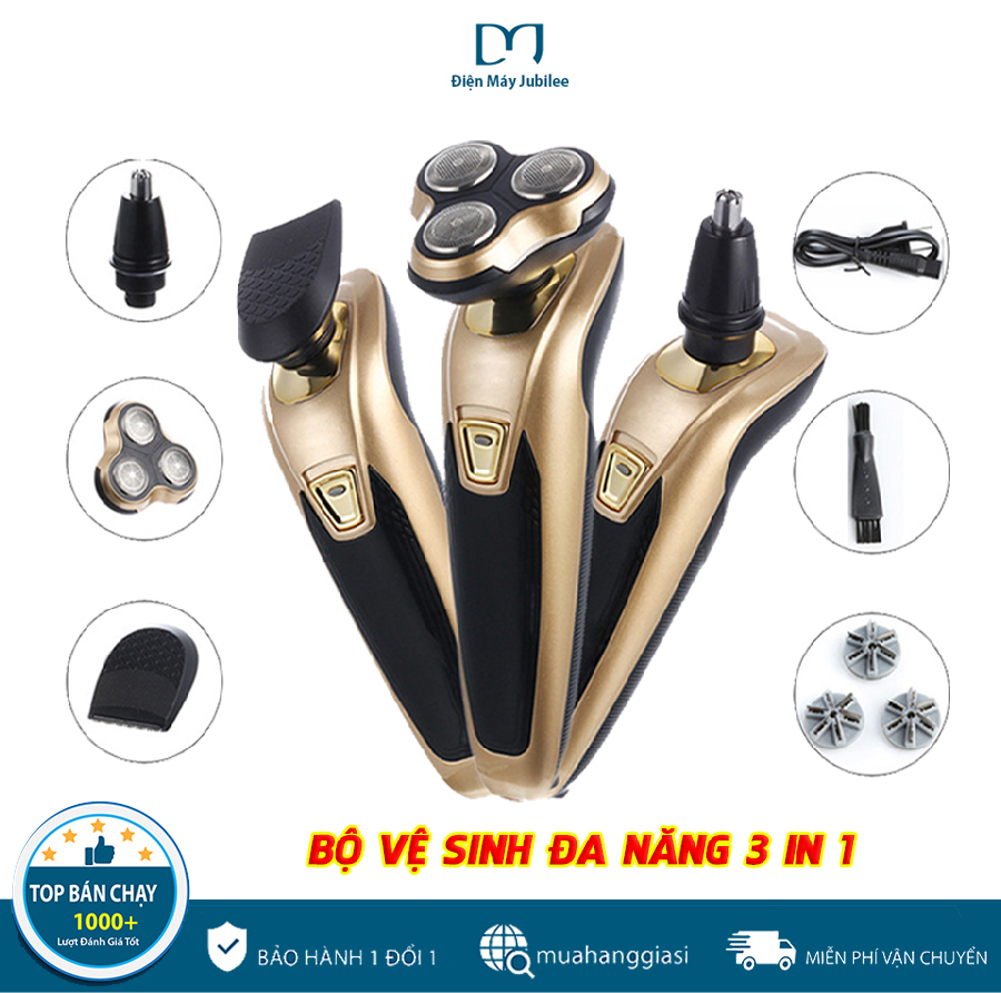[TẶNG BỘ LƯỠI DỰ PHÒNG] máy cạo râu nam cao cấp 3 lưỡi - máy cạo râu đa năng 3 in 1 - máy cạo râu kiêm tông đơ cắt tóc - BẢO HÀNH 1 ĐỔI 1 NẾU LỖI