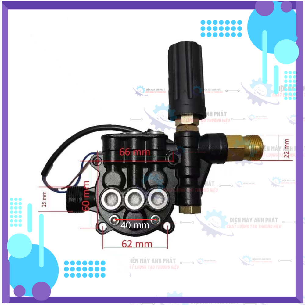 Đầu bơm chỉnh áp tích hợp relay áp máy xịt rửa xe áp lực cao DB3A