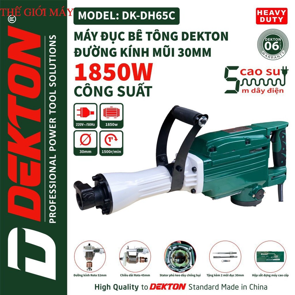 Máy đục bê tông dekton 30 ly dk-65c tặng 2 mũi đục 2022 new 100% siêu khoẻ shop thế giới máy