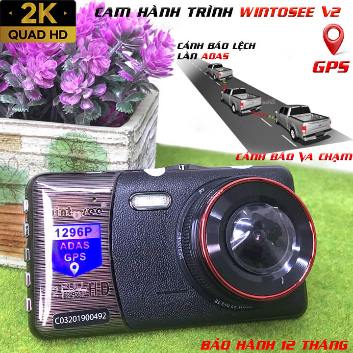<Tặng thẻ xịn 32>CAMERA HÀNH TRÌNH V2 FHD 1296P HÌNH ẢNH 2K SIÊU NÉT,CẢNH BÁO  THÔNG MINH ADAS, CÓ GPS
