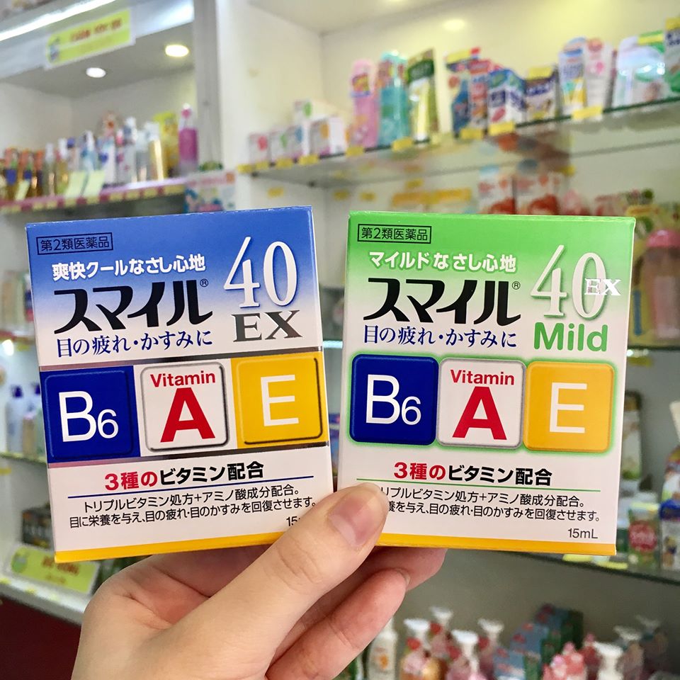 Nước nhỏ mắt Smile nhỏ mắt Nhật Bản Lion Smile 40 Ex Mild bổ sung vitamin A, B, E cho đôi mắt sáng khỏe, màu xanh lá