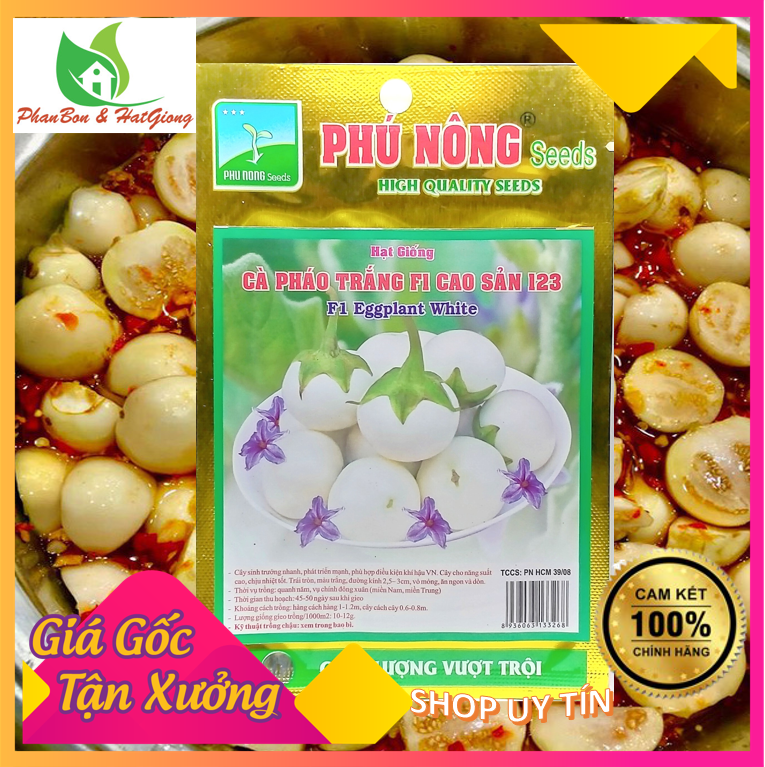 Hạt Giống Cà Pháo Trắng F1 Cao Sản - Phú Nông Seeds | Shop Phân Bón, Hạt Giống Rau Củ Quả, Xơ Dừa, Mùn Dừa, Đất Sạch Trồng Rau Sạch Tp. Hồ Chí Minh