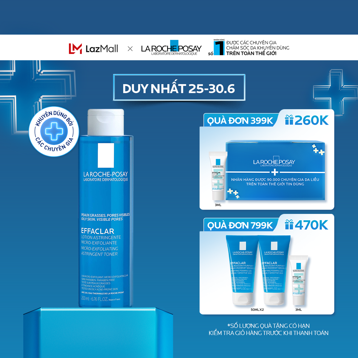 Nước cân bằng (toner) giàu khoáng dành cho da dầu La Roche-Posay Effaclar Astringent Lotion 200ml
