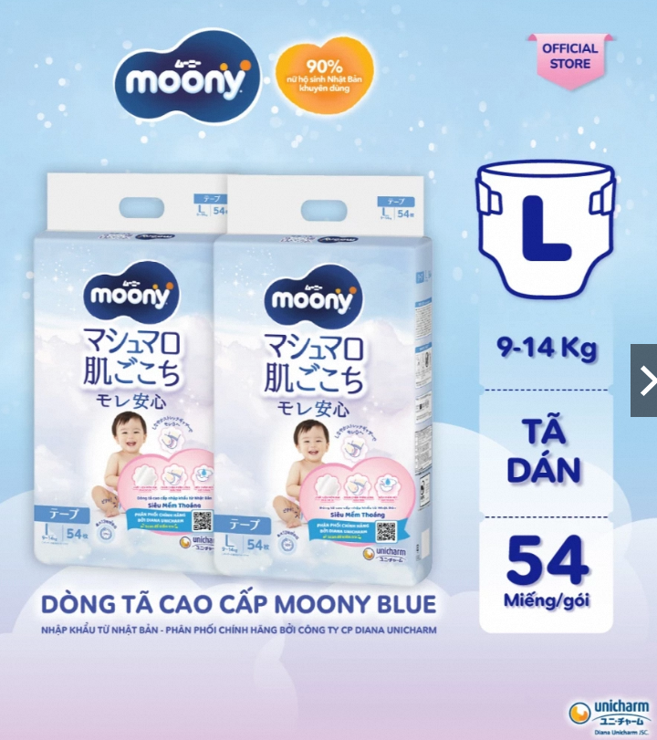 [Chỉ 20h 04-07.05] Combo 2 Tã dán Moony L54