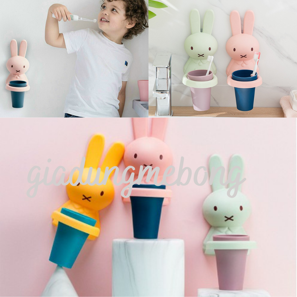 Kệ đựng bàn chải đánh răng, cốc đánh răng, hình thỏ cute, làm quà tặng cho bạn gái, cho em bé