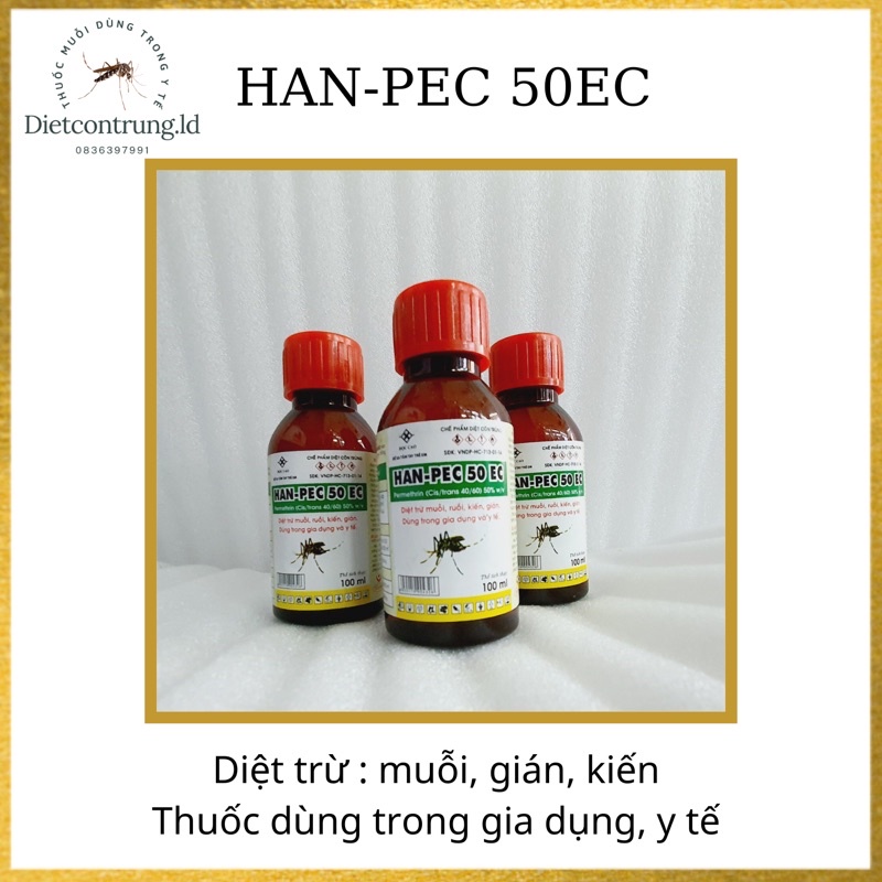 Chế phẩm diệt muỗi han - pec 50ec chai 100ml - công ty hanvet