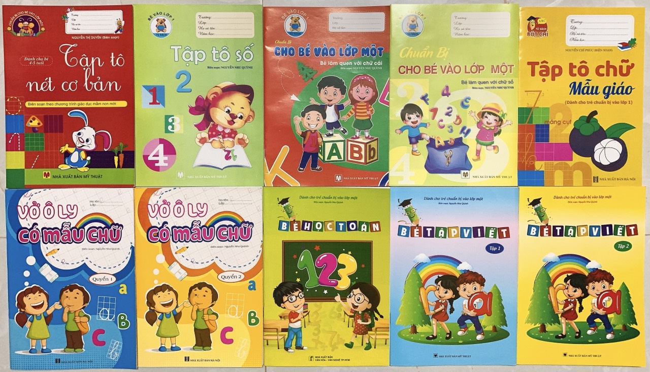 Sách - Combo tập viết, tập tô cho trẻ - 10 quyển + tặng kèm 3 bút chì