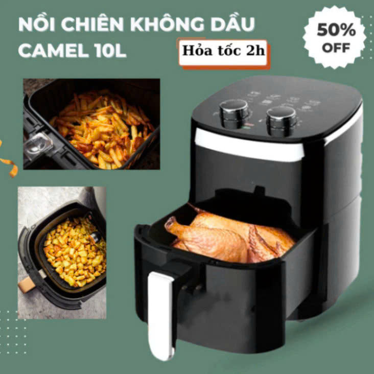 Nồi Chiên không dầu dung tích 10L Camel - Nướng Nguyên 1 Con gà Nhanh Tiết Kiệm Thời Gian Bảo hành 1 đổi 1 | Raipin