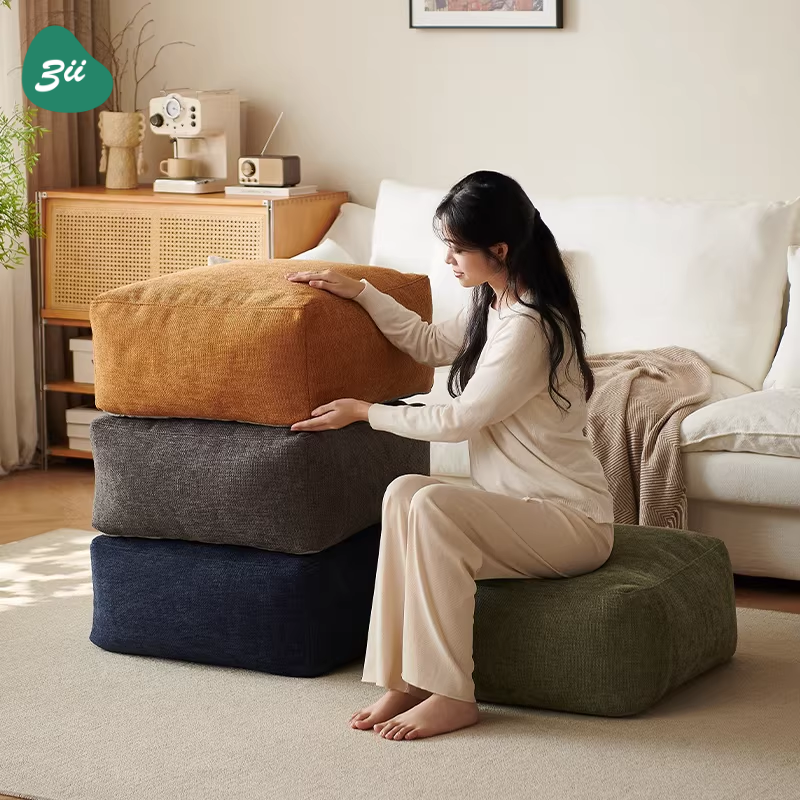Đôn vuông nhung tăm 3II HOME phong cách hàn quốc | Ghế đôn decor phòng khách, quán cafe, shop thời trang | ghế đôn ngồi mini êm mềm cao cấp