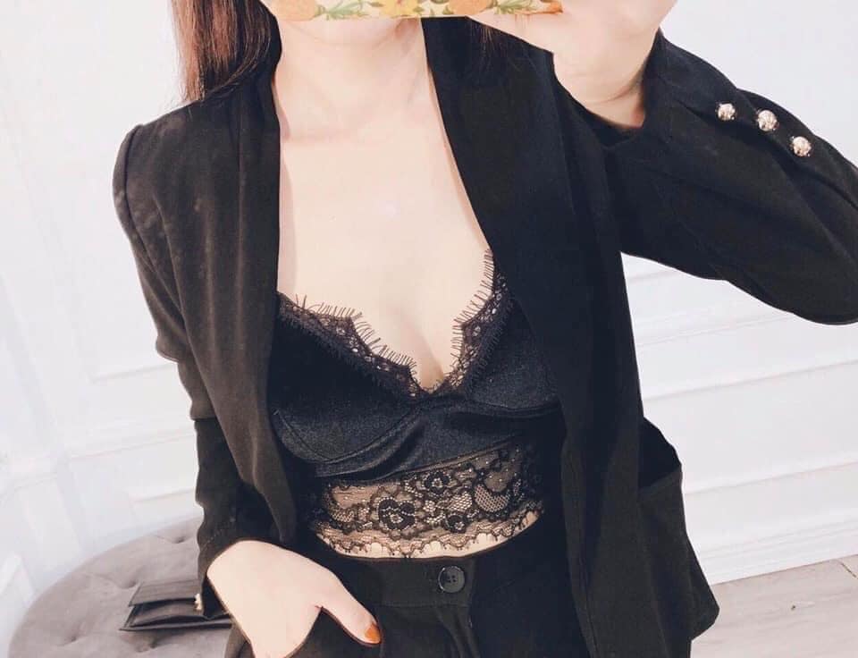 Áo Bra Nhung Pha Ren Hàng Đẹp Loại 1, Áo Lót Bra Nữ Mix Đồ Sang Trọng, Lịch Sự, Mặc Trong Áo Vest, Áo Dạ Dự Tiệc, Đi Chơi