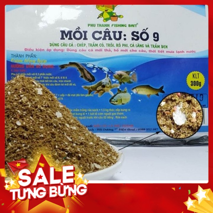 Mồi câu cá Phú Thành số 9  - Dùng câu cá Chép - Trắm cỏ - Rô phi - Cá lăng và Trắm đen