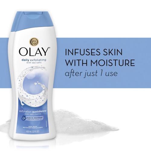 Sữa tắm tẩy tế bào chết olay daily exfoliating with sea salts chai 650ml của mỹ