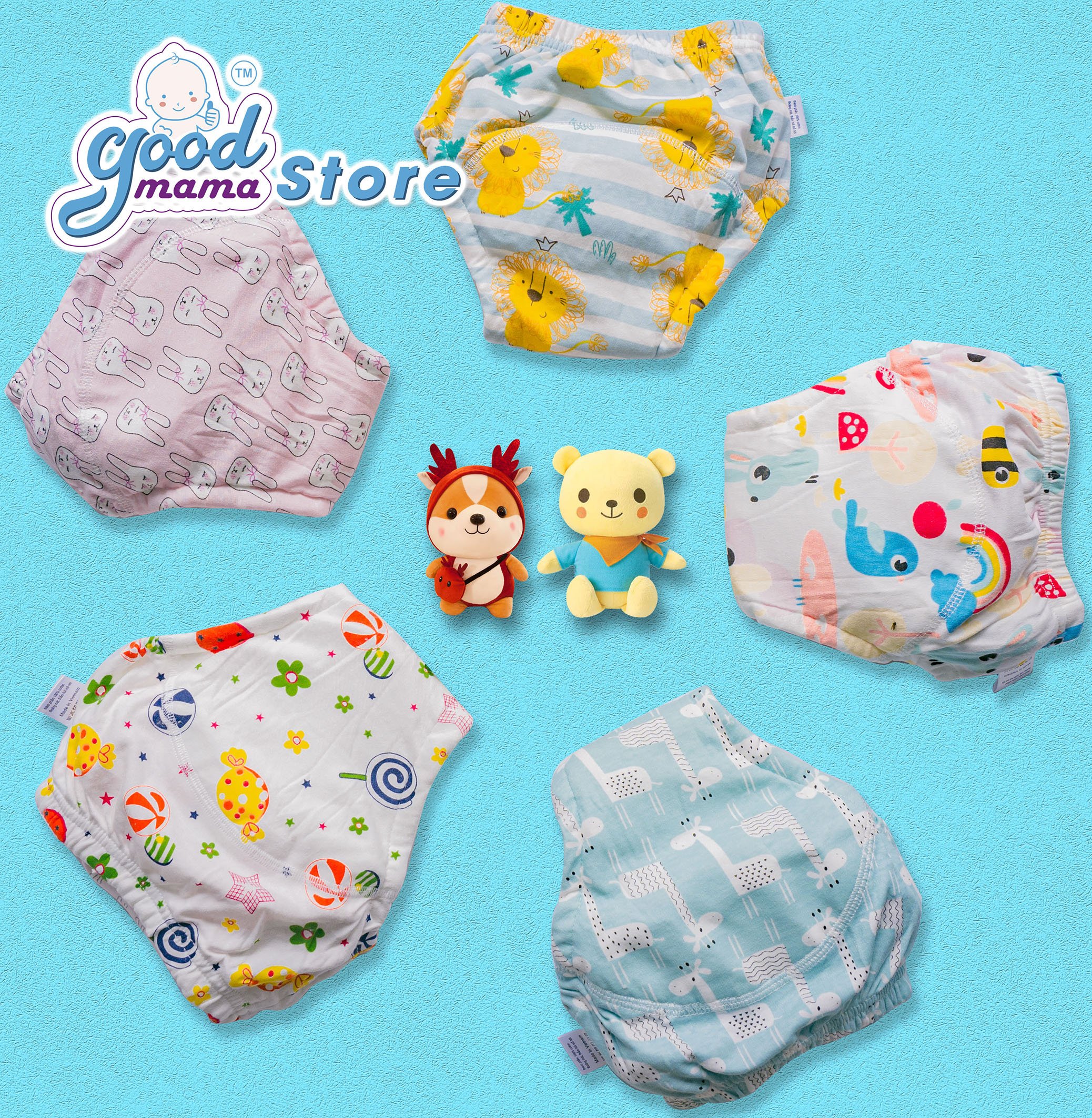 5 Quần bỏ bỉm Goodmama - bé gái, vải 100% cotton mịn mát giúp bé thông thoáng, không bị hăm tã như tã giấy