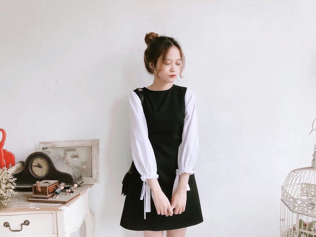 Đầm thun phối tay voan nữ tính ttsa0072