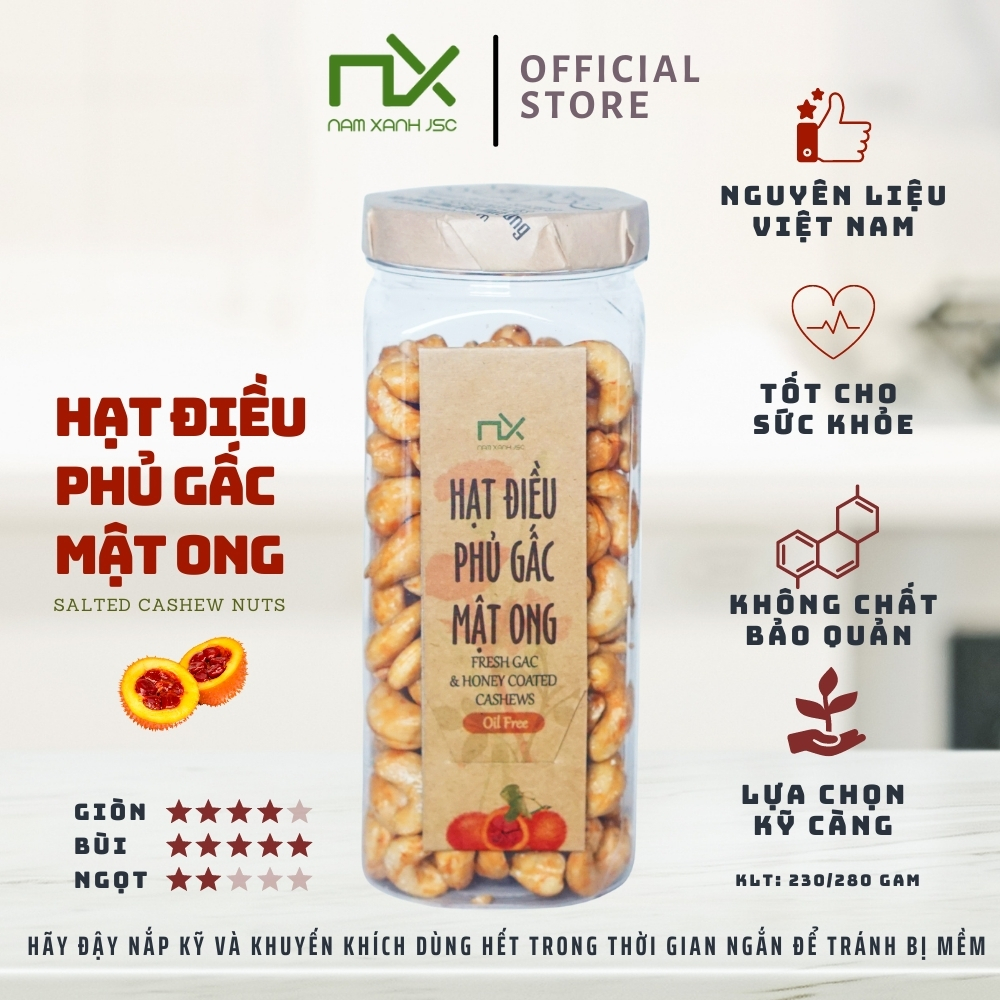 Hạt Điều Phủ Gấc Mật Ong 230g (280g)/ Fresh Gac And Honey Coated Cashews 230g (280g)