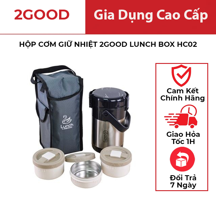 Hộp cơm giữ nhiệt 2good hc-02 - hàng chính hãng- bảo hành 5 năm