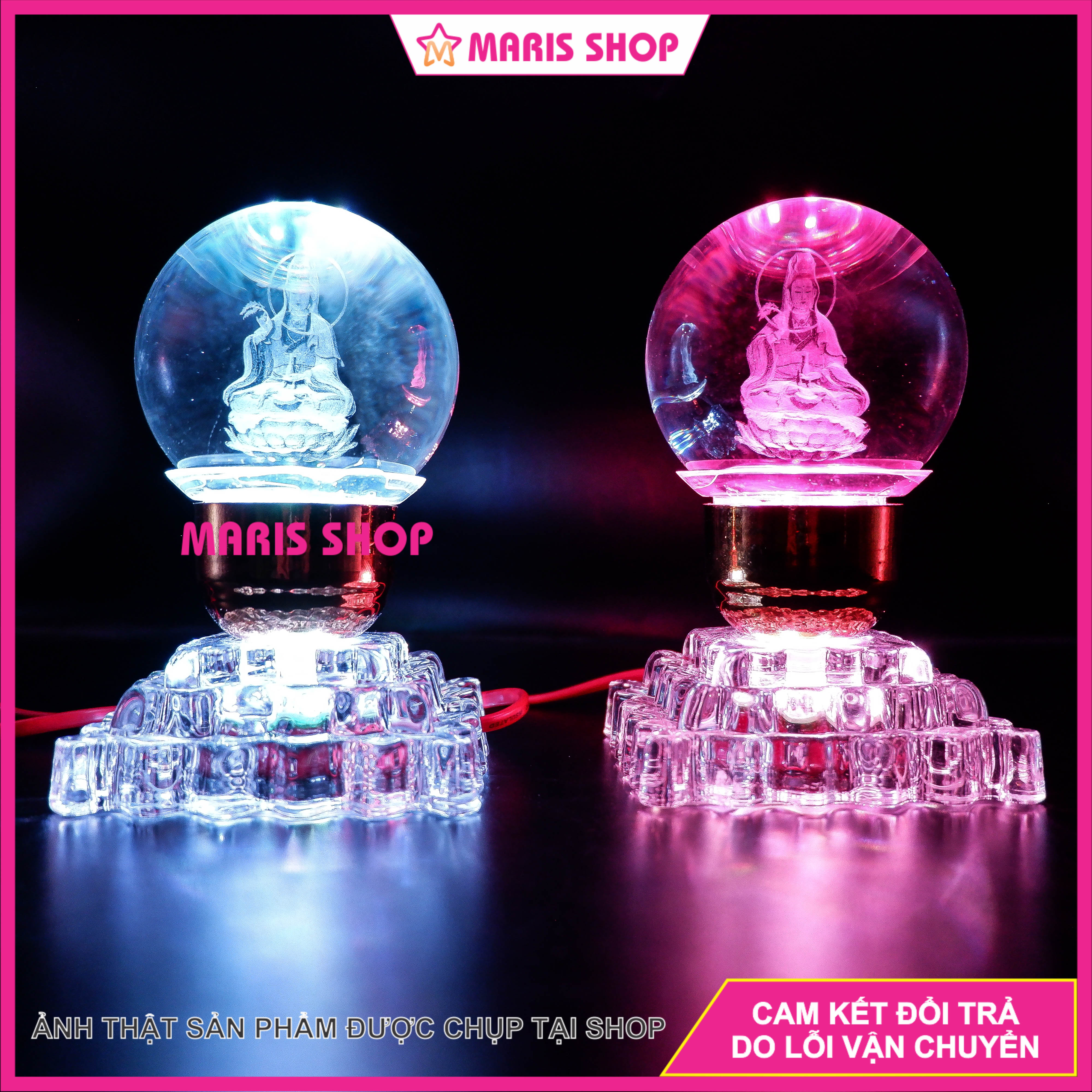 [Giá một cặp] Đèn Thờ PHA LÊ NGUYÊN KHỐI TOÀN THÂN Hình Phật Quan Âm Cao 14cm LED Sáng Nhiều Màu Cao Cấp [MRHT15]