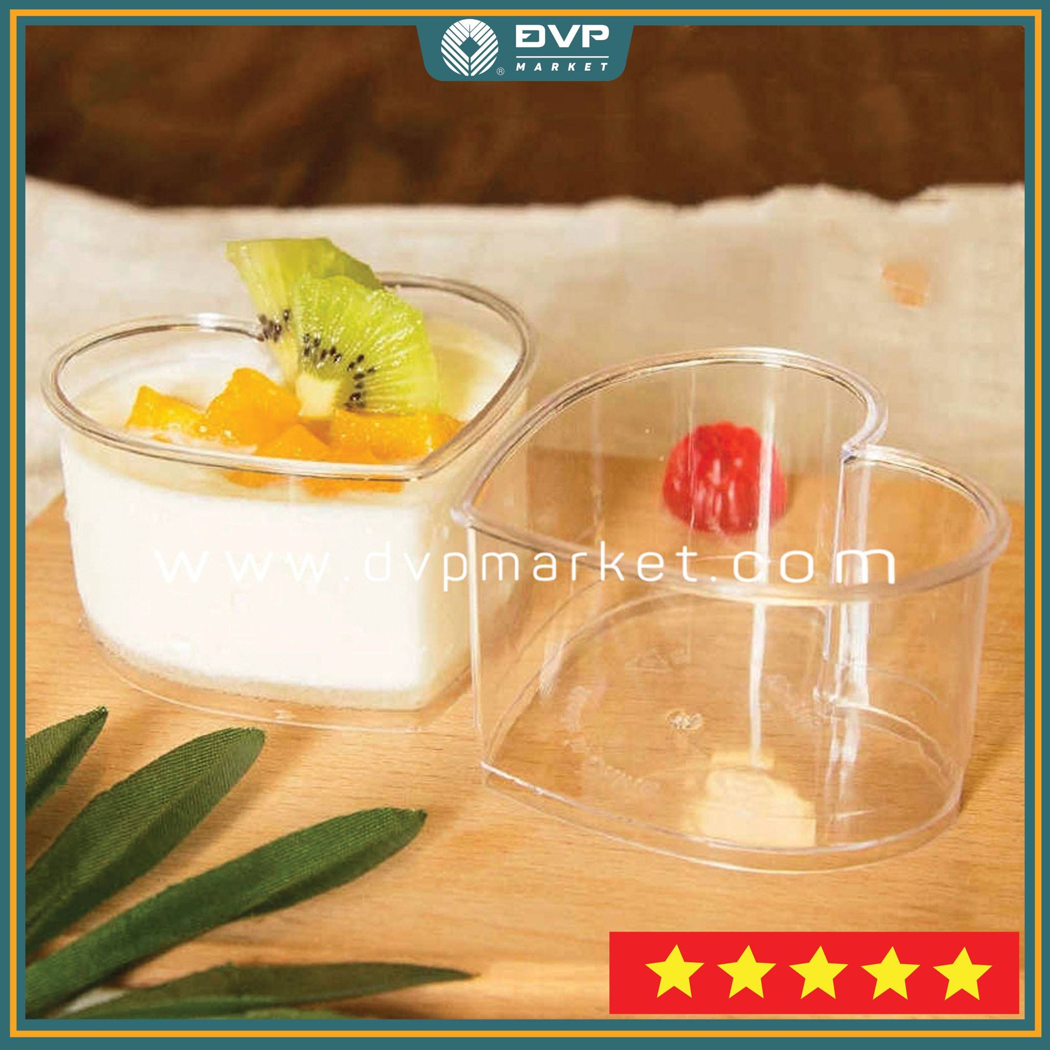 Ly nhựa đựng bánh mousse hình trái tim WH55