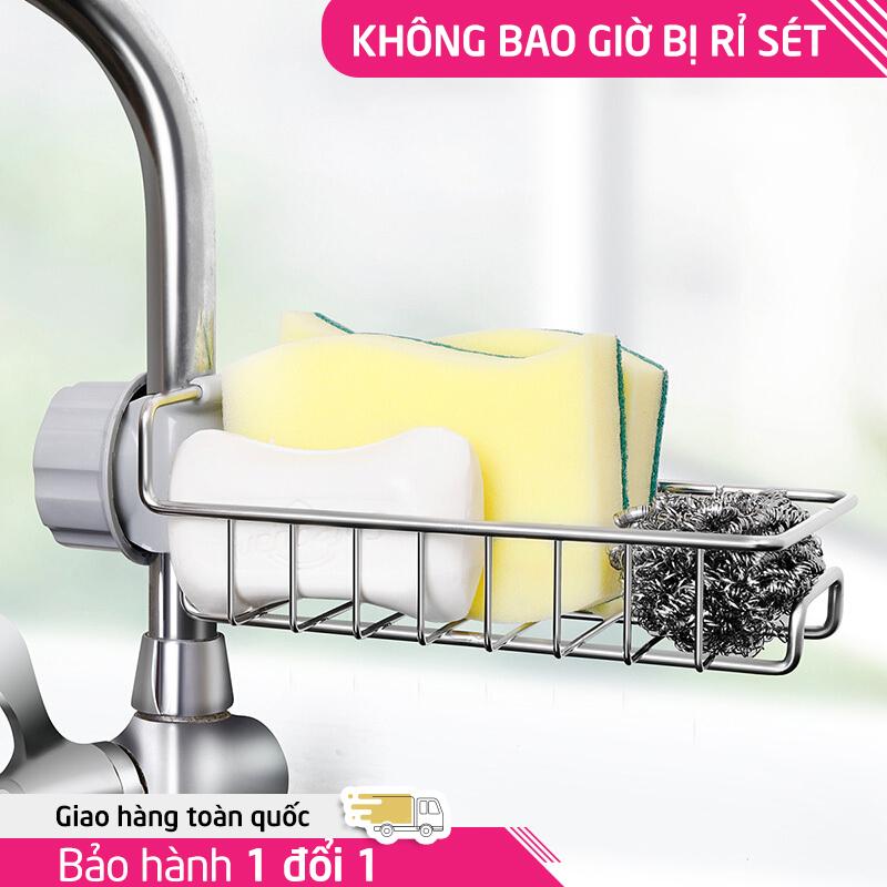 Khay gắn vòi nước để đồ rửa bát chén không han rỉ, chất liệu chống rỉ sét, giá để đồ tiện lợi