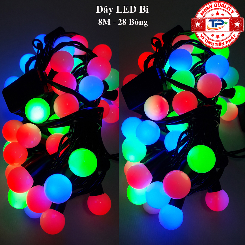 Dây đèn Led Bi dài 8M nhấp nháy nhiều màu dùng trang trí Sân Vườn, Gia Đình, Quán, Noel, ... Chúc Mừng Năm Mới quà Tết 2024
