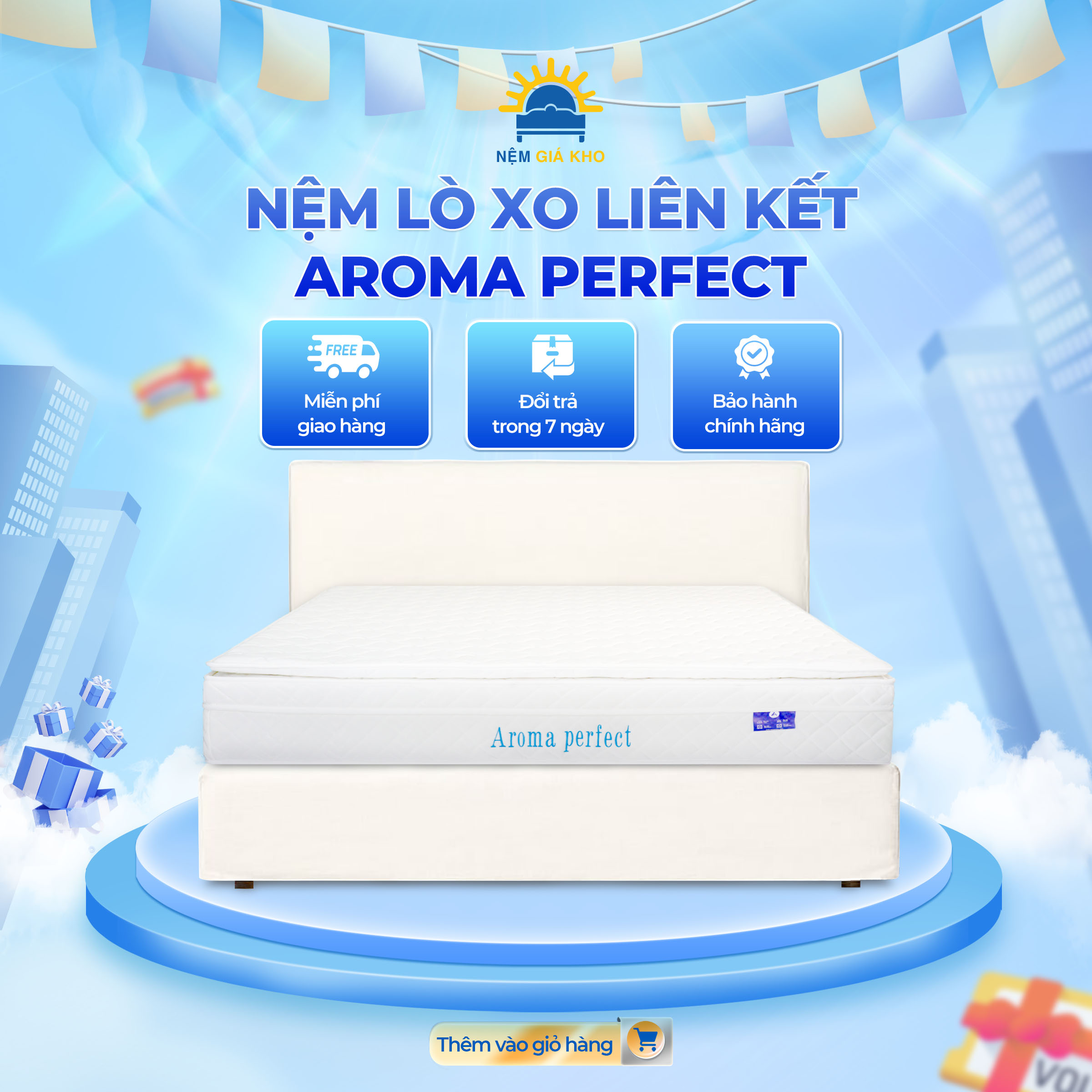Nệm Lò Xo Liên Kết Aroma Perfect 4 Viền - Bảo Hành 10 Năm