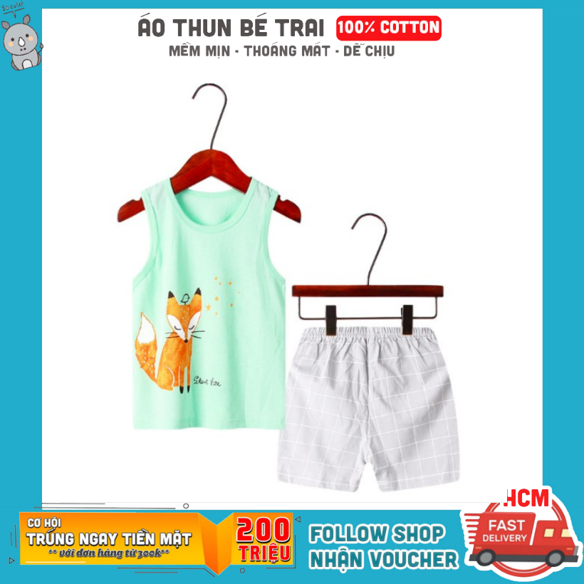[HCM]Bộ quần áo cho bé trai in hình ngộ nghĩnh phong cách Hàn Quốc- Chất liệu Cotton 100%- Hàng Chất Lượng Tốt (10-28kg)- DB12