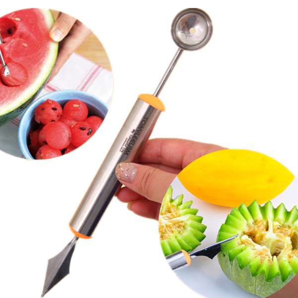 Muỗng múc kem, trái cây viên tròn,tỉa trái cây, rau củ 2 in 1