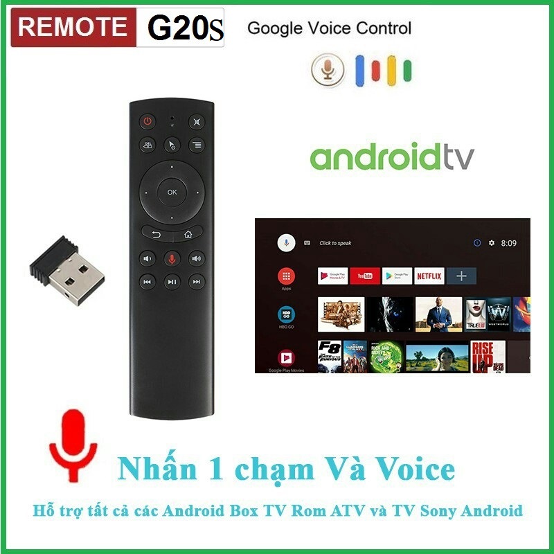 Điều Khiển Remote G20S Tìm Kiếm Giọng Nói có chuột bay Air Mouse Remote Voice, hỗ trợ tốt và sử dụng tìm kiếm giọng nói cho TV Android, Android Box ...