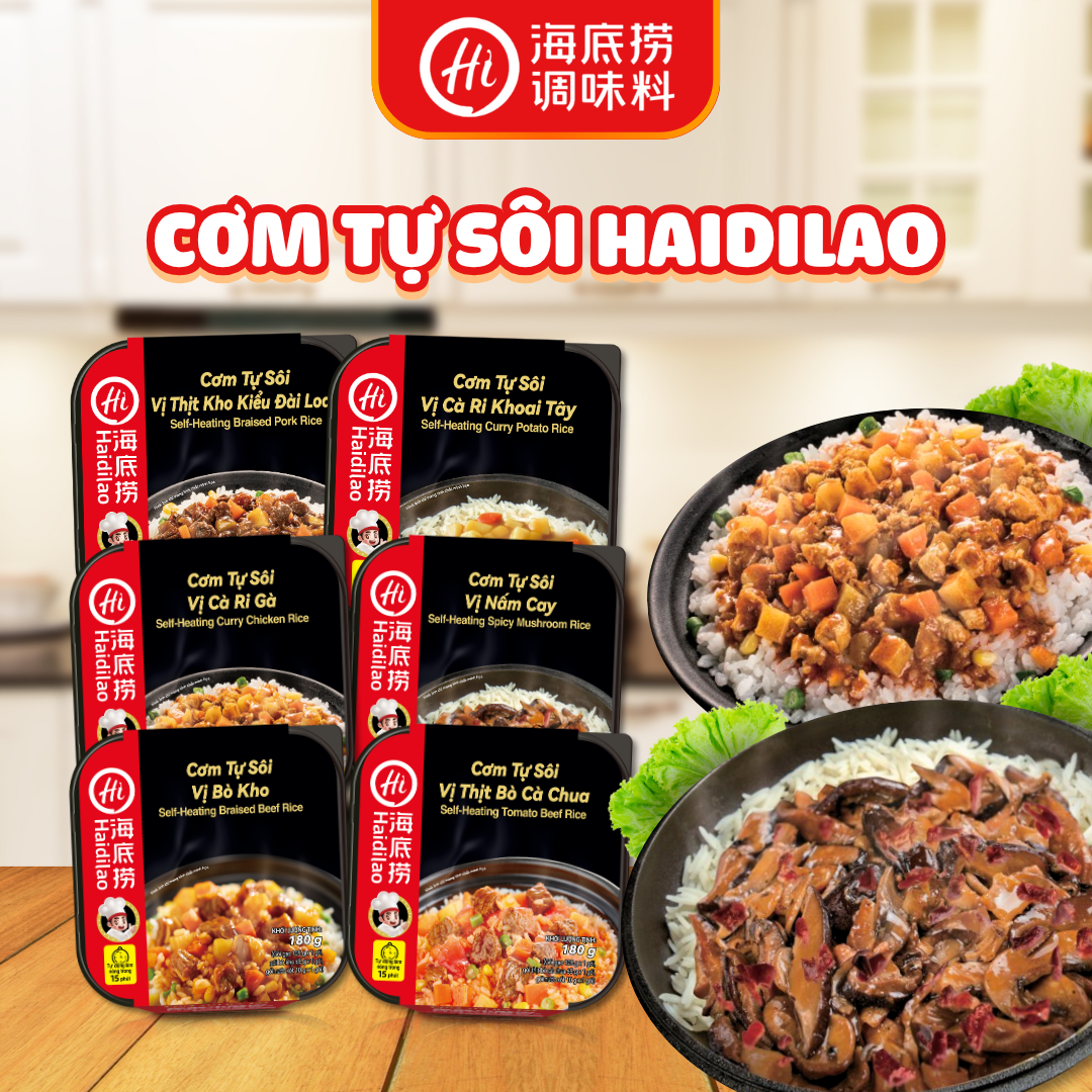 Gia vị Haidilao Cơm tự sôi vị Nấm cay/ vị Cà ri khoai tây/ vị Thịt kho Đài Loan/ vị Cà ri gà/ vị Bò 