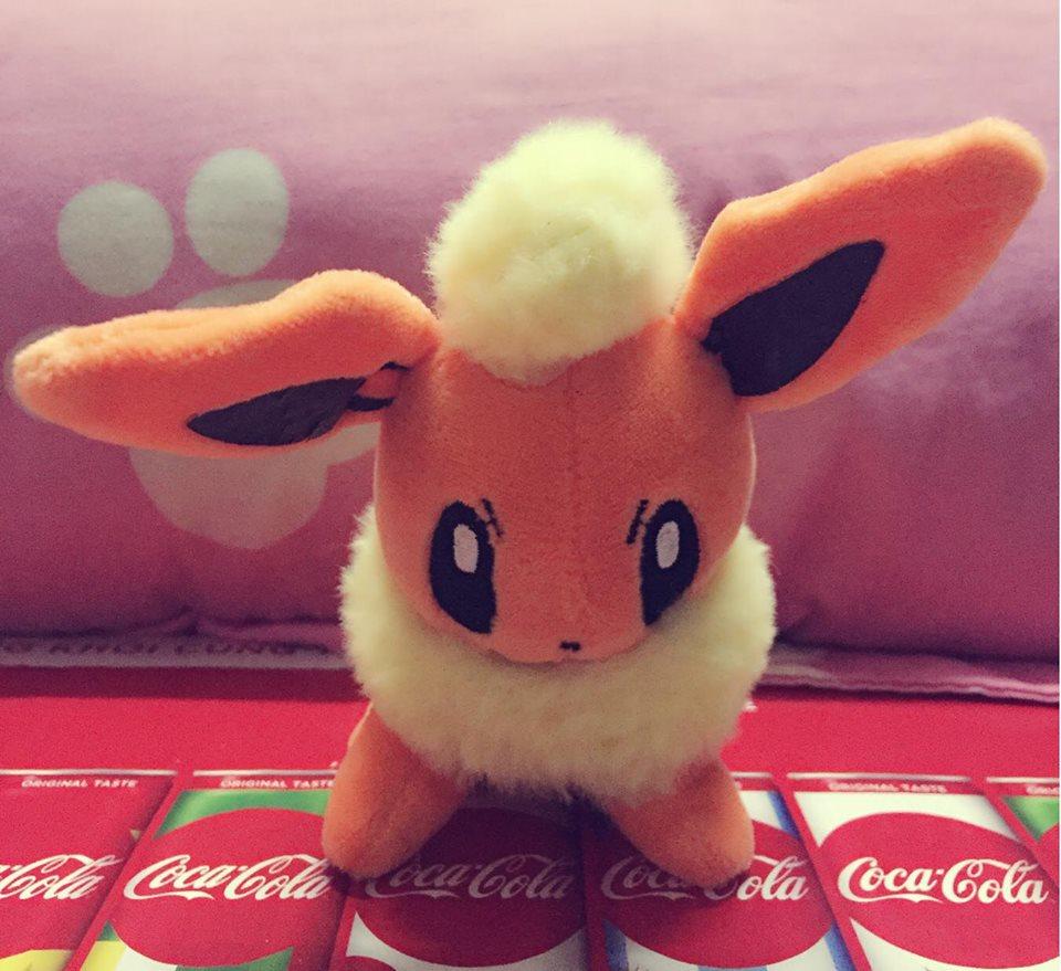 Móc khóa gấu bông Pokemon - Eevee tiến hóa Cáo Cam Flareon hệ hỏa