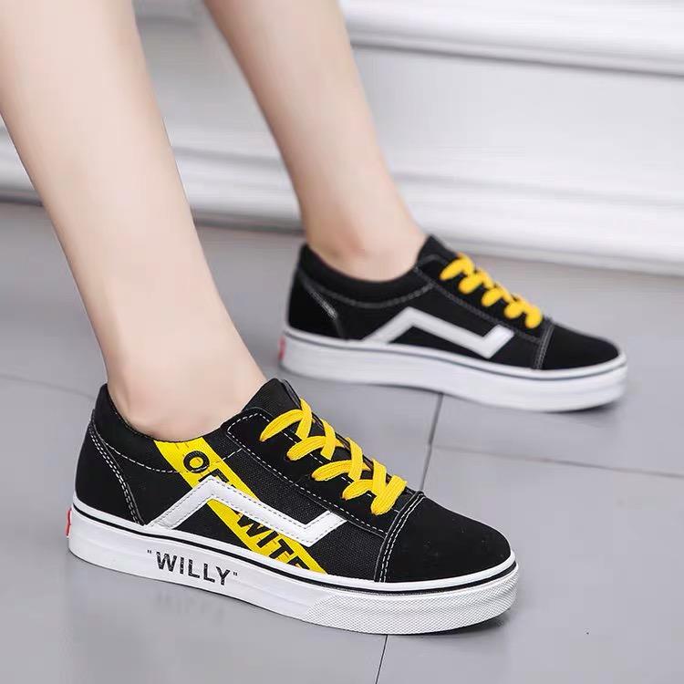 Giầy nữ vanz old skool off wite sneaker vải trăng đen 2