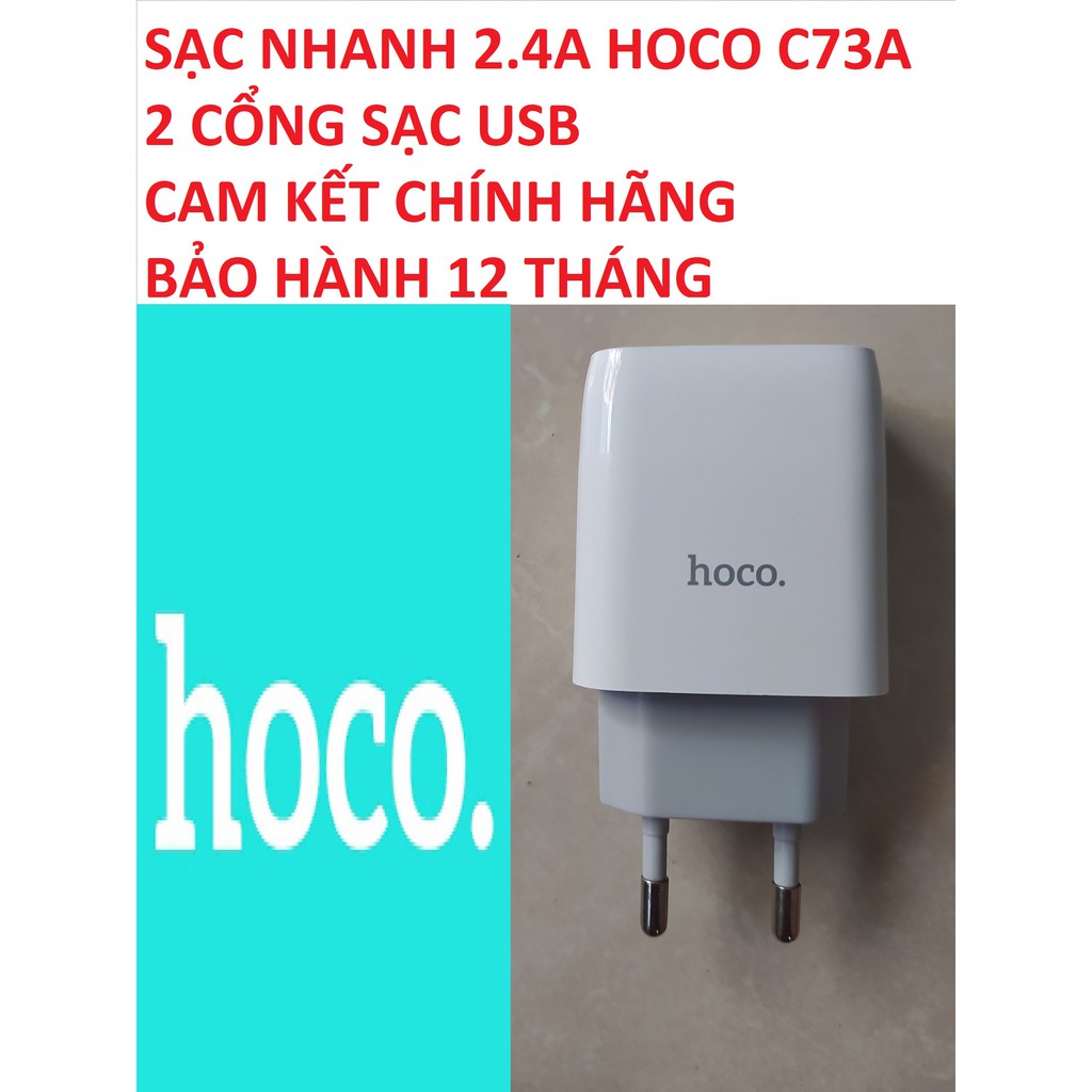 [HCM]CỐC SẠC ĐIỆN THOẠI CHÍNH HÃNG HOCO C73A Hoco C73 SẠC NHANH 2 CỔNG USB 2.4A