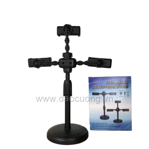 GIÁ ĐỠ KẸP 3 ĐIỆN THOẠI CHÂN TRÒN ĐỂ BÀN CHẮC CHẮN TIỆN DỤNG HỌP GIẢNG DẠY HỌC ONLINE LIVESTREAM BÁN HÀNG