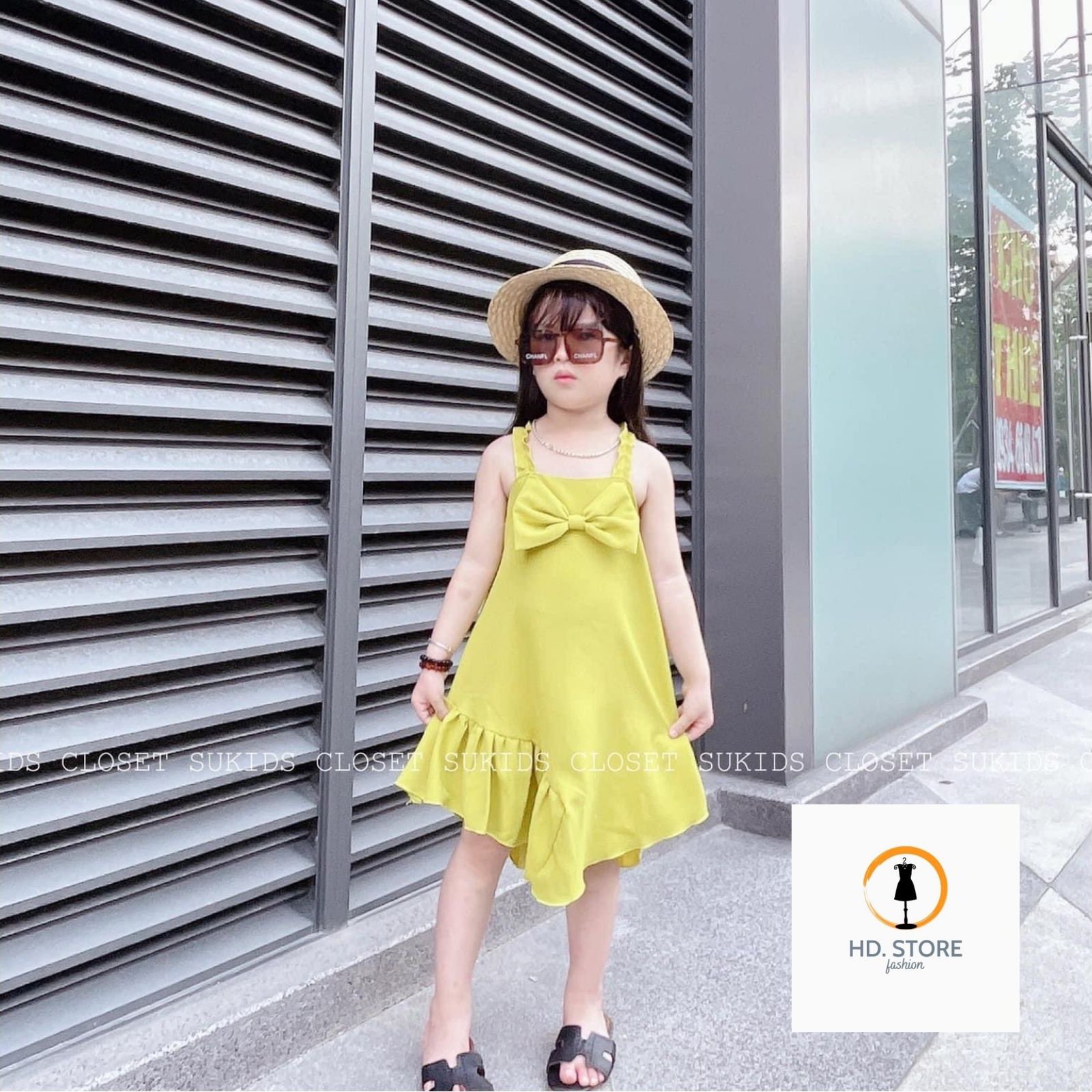 Váy 2 dây có nơ cho bé yêu size 18-28kg