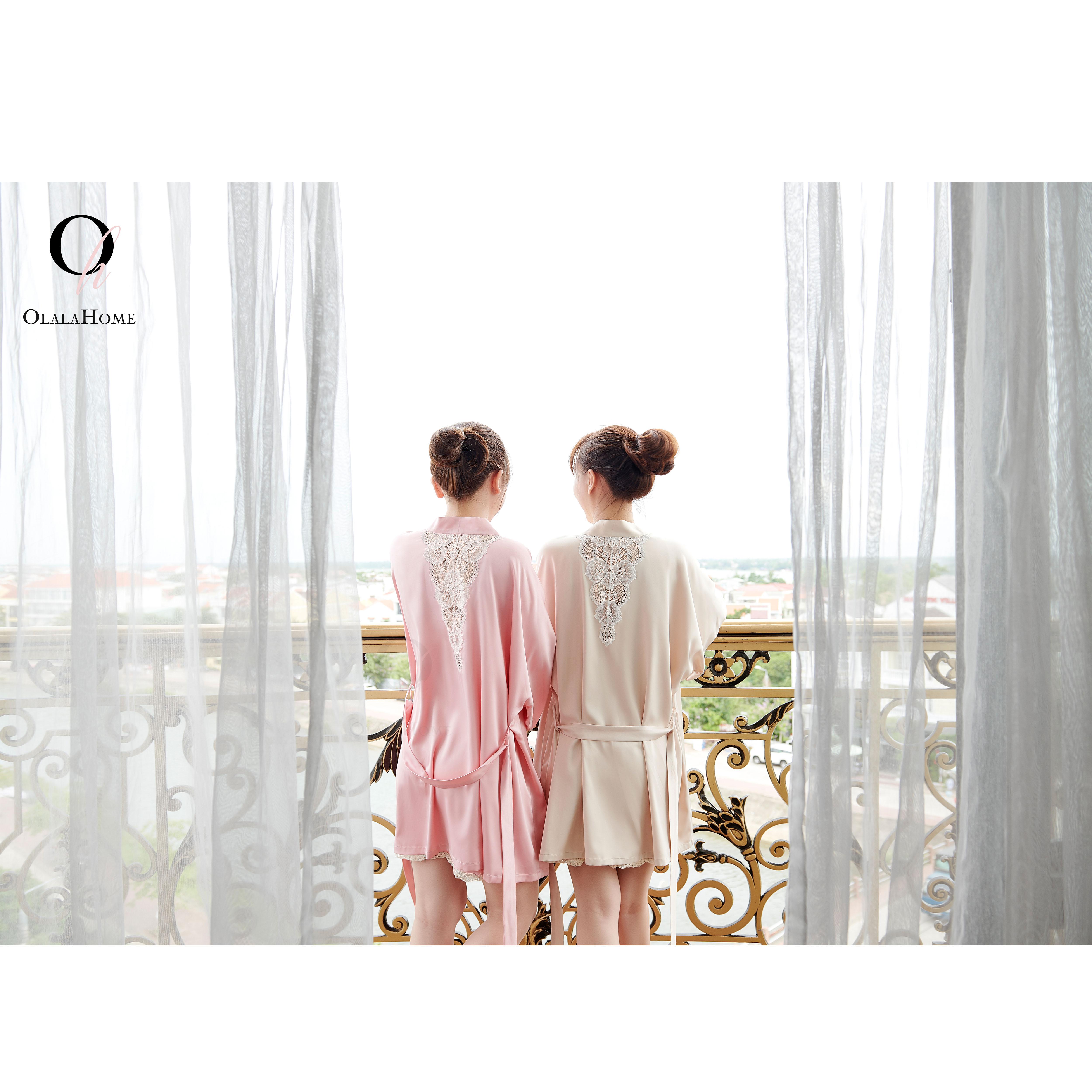Áo choàng ngủ màu nude freesize - rosey robe olala home
