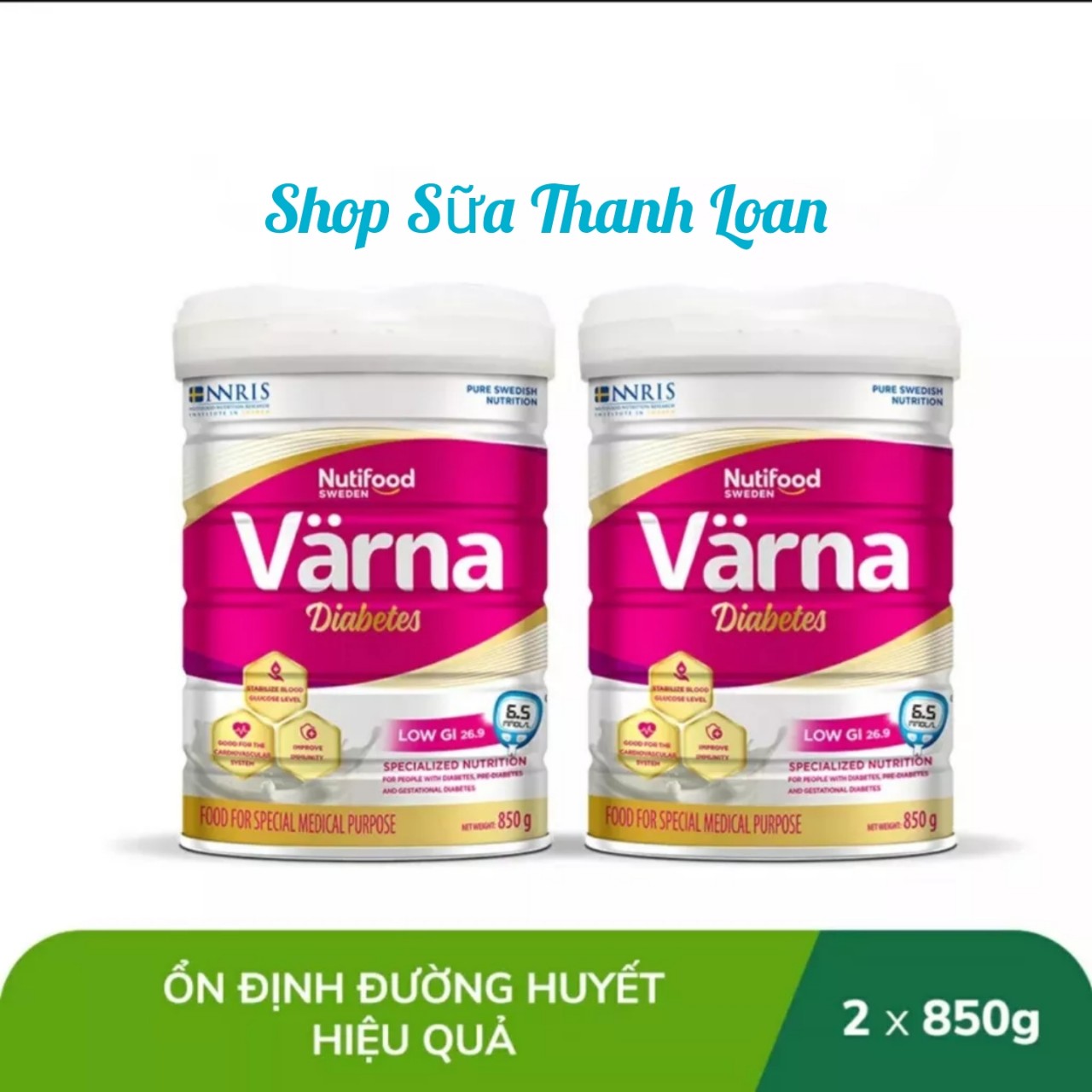(HSD T6-2026) (Tích Điểm) COMBO 2 HỘP Sữa Bột Nutifood Varna Diabetes 850G.