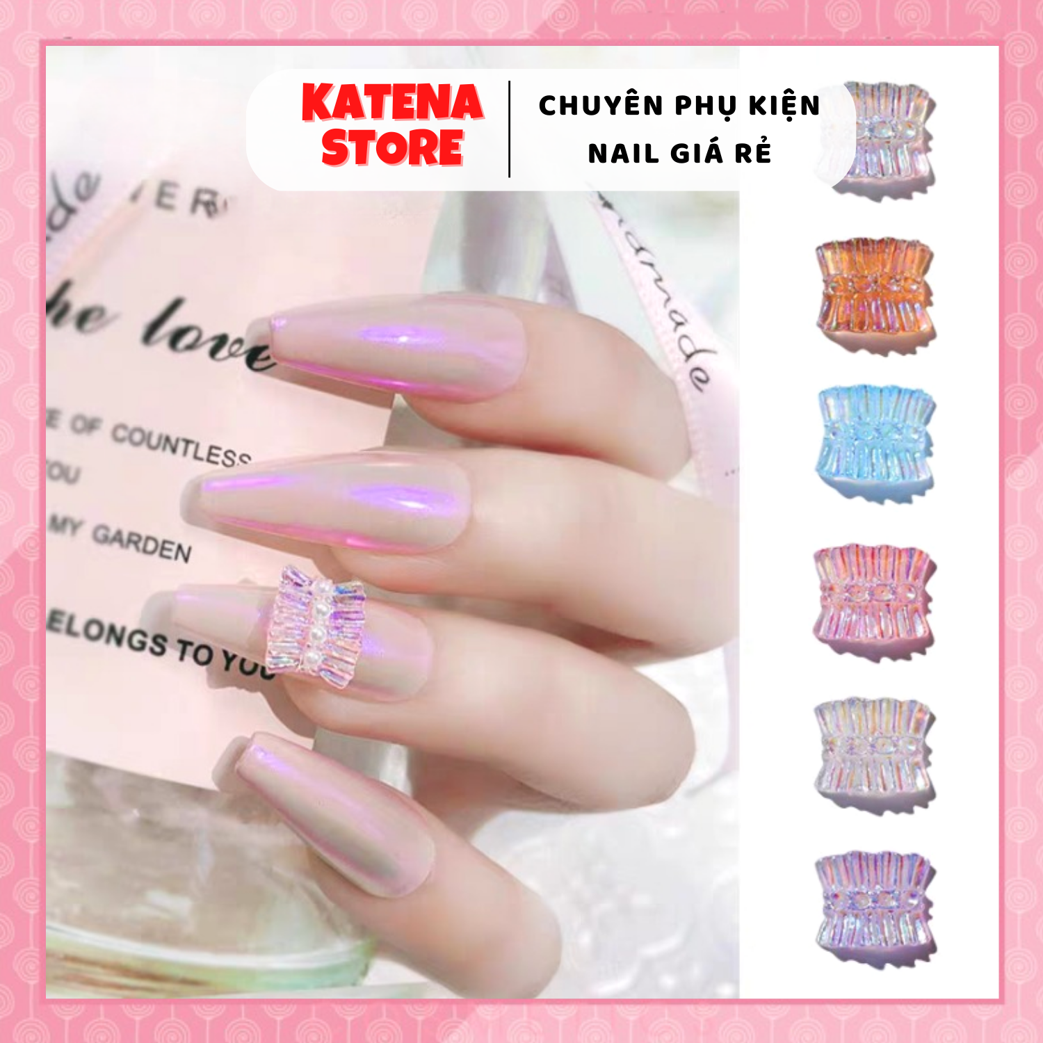 Set 2 cái - Charm nơ nhún trang trí móng nail, sang chảnh