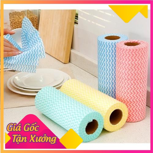 Hàng Hot Trend 2021 [Combo 5] Cuộn Giấy Vải Lau Đa Năng Tiện Dụng (50 tờ/cuộn) chất liệu 30% Viscose, 70% Polyester, mềm mại, co giãn tốt, không bị nhăn và dễ thấm hút nước