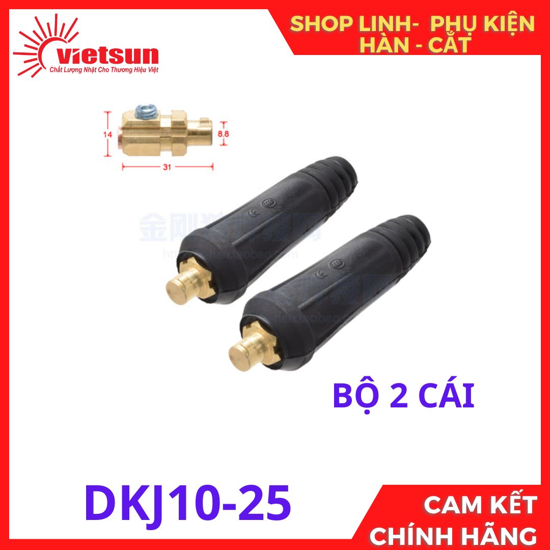 bộ 2 cọc hàn đực 10-25 dùng cho máy hàn