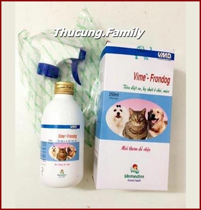 [HCM]Thuốc xịt ve-rận bọ chét ở Chó Mèo. Vime- Frondog. 250ml