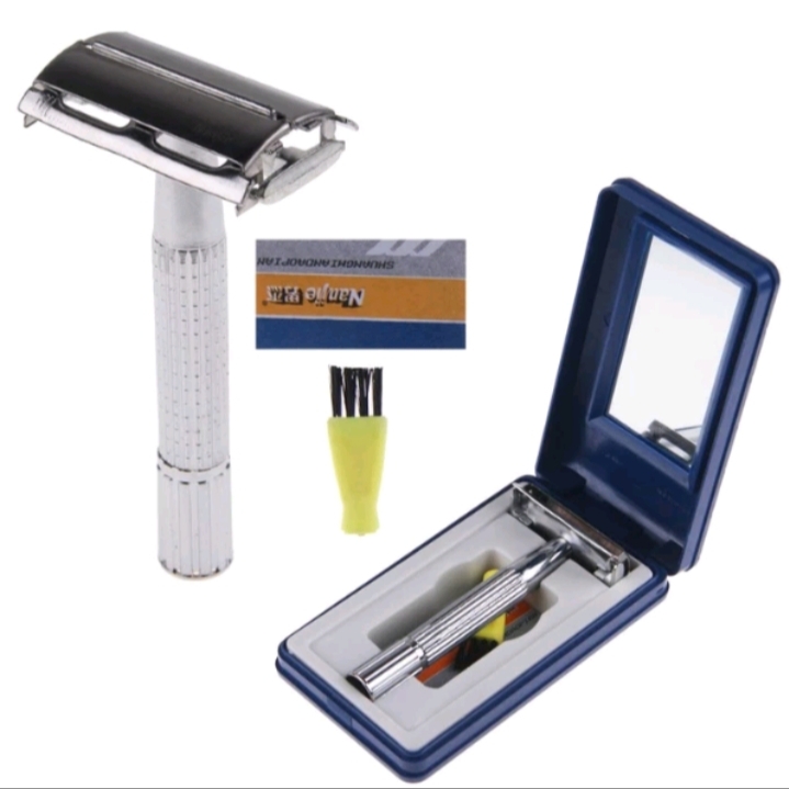 Bàn cạo râu  dụng cụ cạo râu cao cấp kèm hộp đựng có gương và 1 lưỡi lam