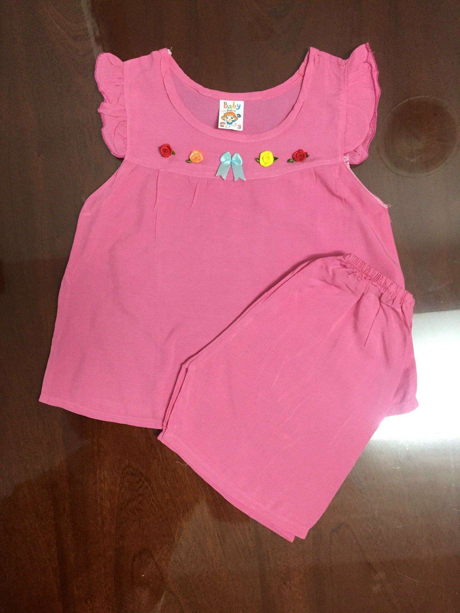 Combo 4 bộ đồ tôn thái quần đùi bé gái 9-15kg