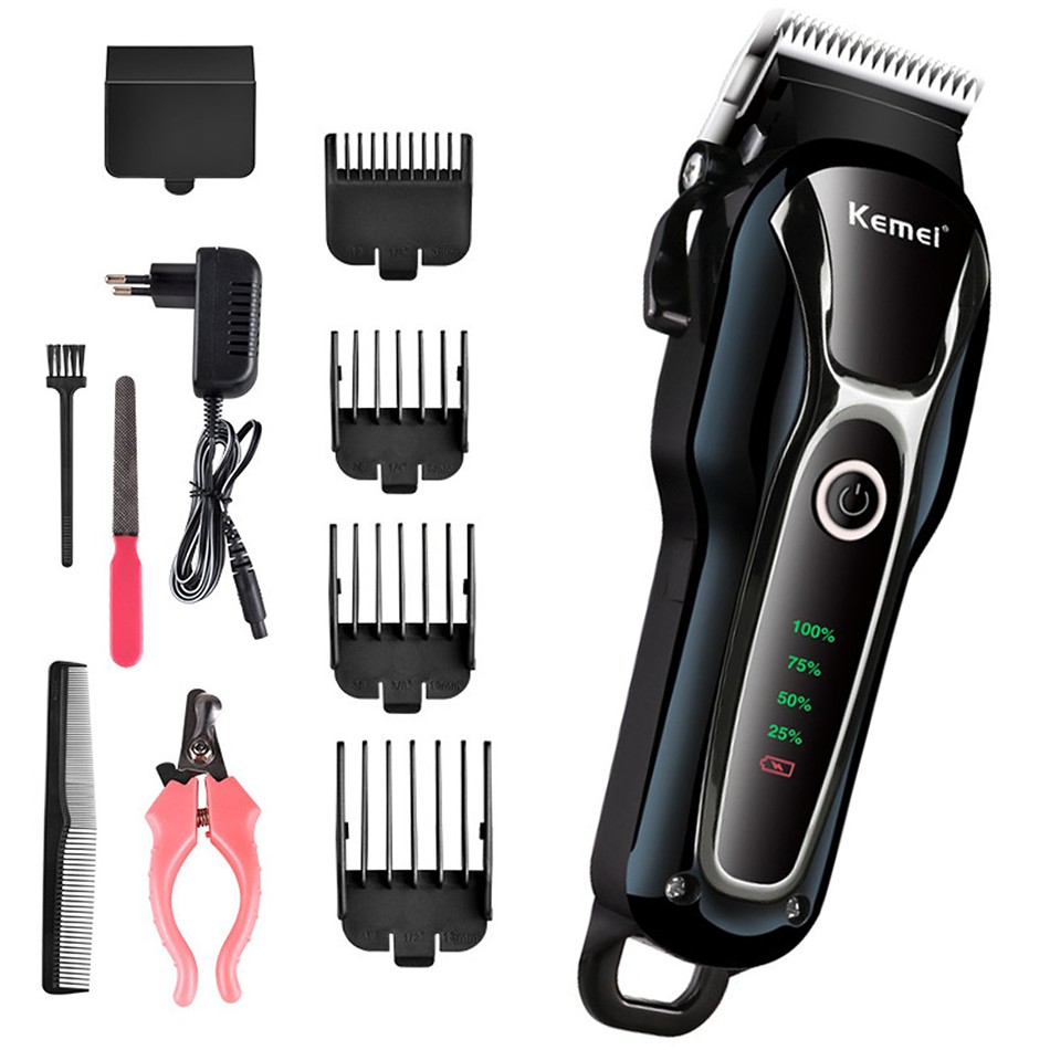 Tăng đơ cắt tóc gia đình chuyên nghiệp tông đơ cắt tóc không dây kemei km - 1991 lưỡi cắt sắc bén tặng kèm 4 cữ cắt tóc bảo hành 1 đổi 1