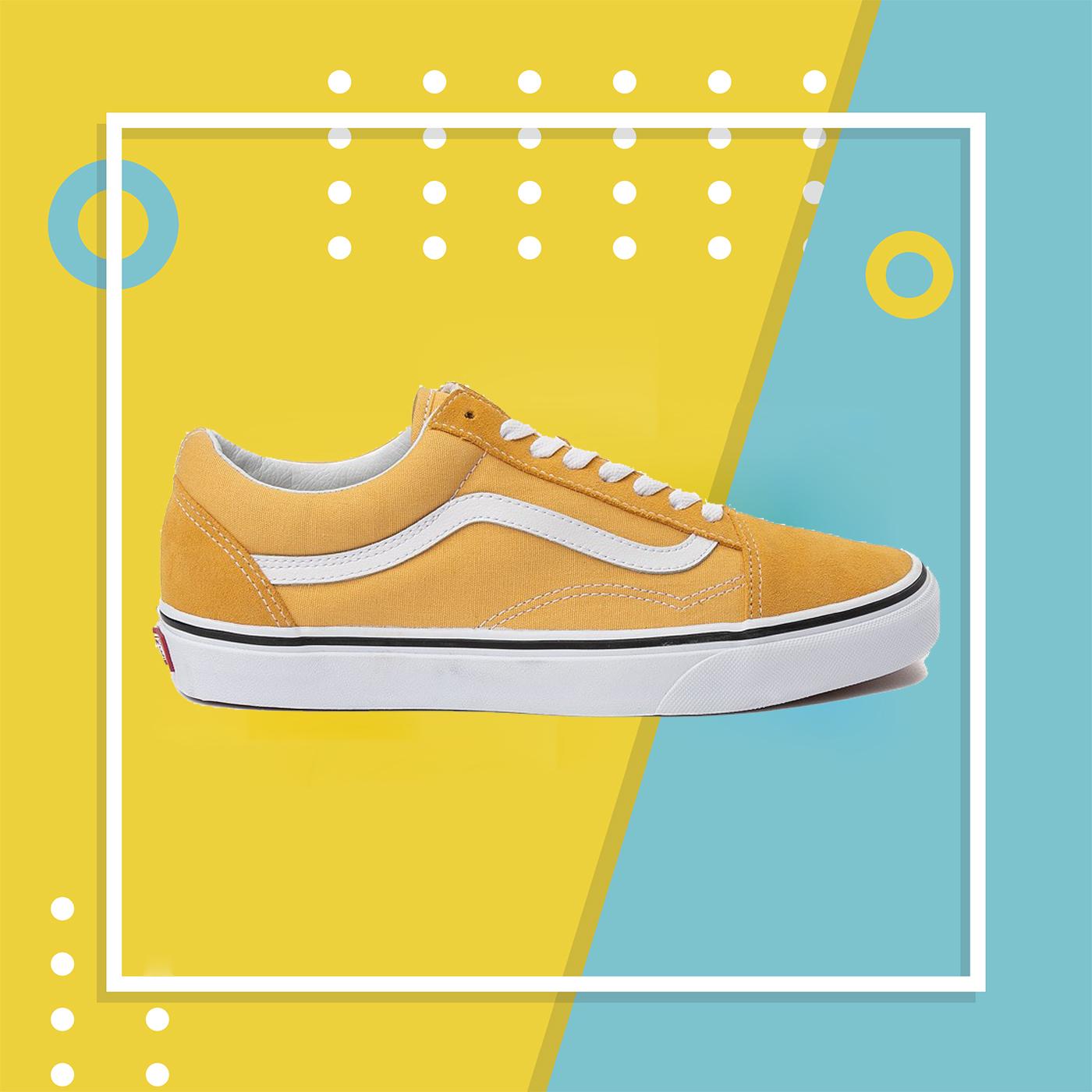 Giày Vans Old Skool vàng đế trắng, giày thể thao nam nữ đầy đủ tem/tag/mác FULLBOX + Tặng dây giày