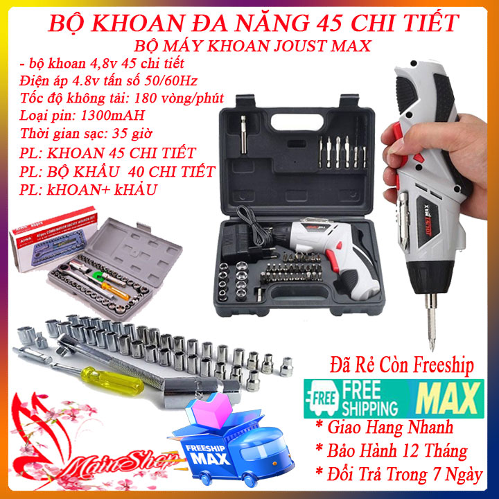 Máy khoan, Máy bắn vít 2 chiều mini khoan vặn dùng pin nhỏ gọn, Bộ máy khoan và vặn ốc vít đa năng có sạc tích điện Joust Max  máy khoan cầm tay, tiện dụng đa năng cho công việc của bạn