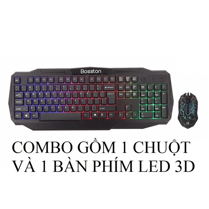 Bộ phím chuột chính hãng bosston g837 có dây led chuyên game bàn phím máy tính bảo hành 12 tháng