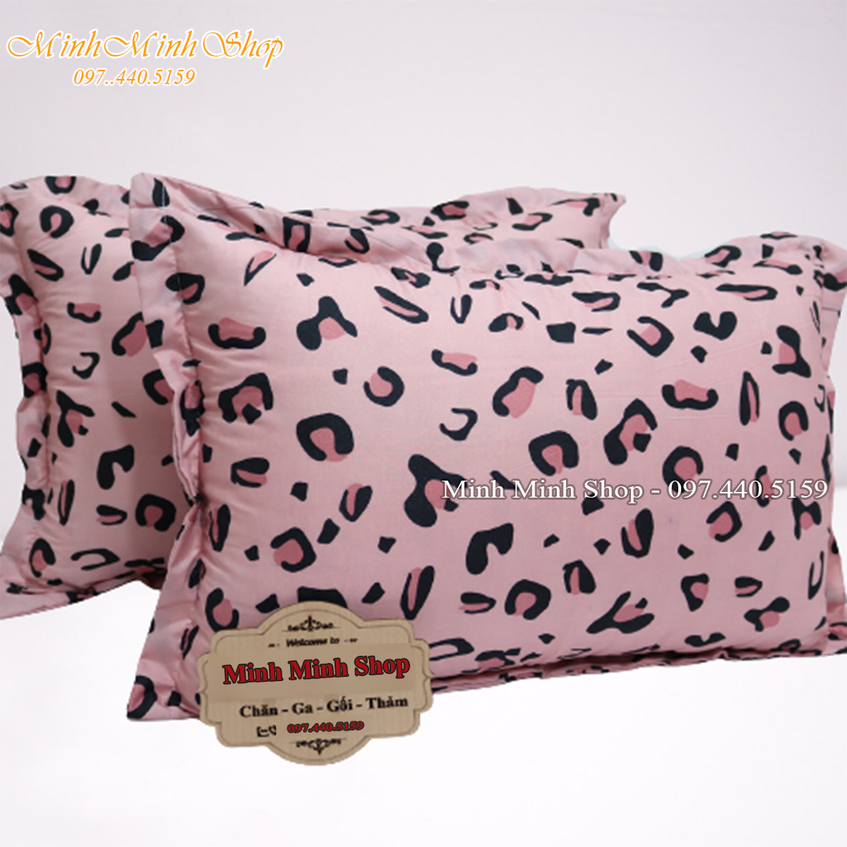 Vỏ gối nằm, áo gối nằm kích thước 45x65cm mẫu báo hồng chất cotton poly