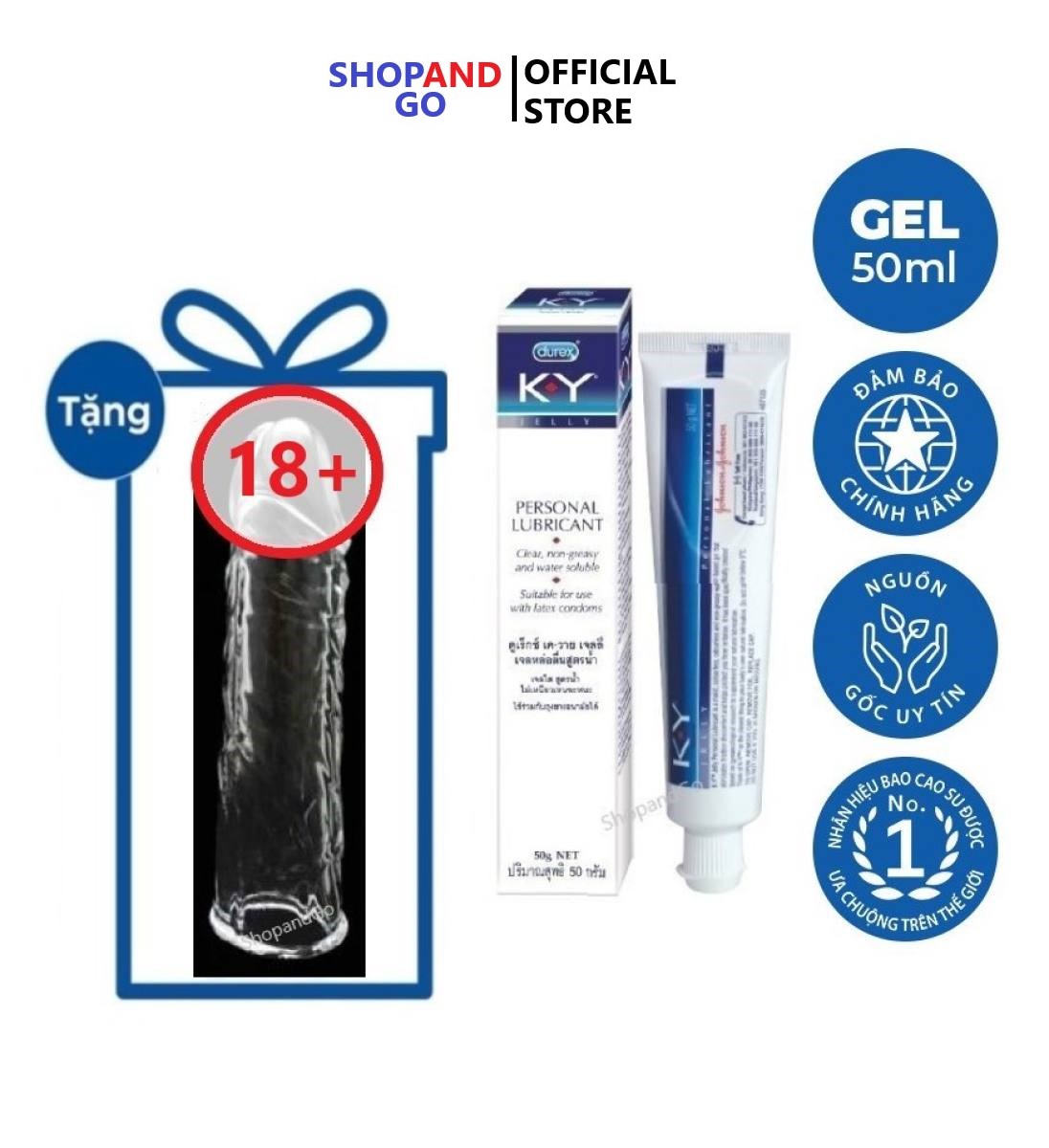 FREESHIP COMBO 1 chai Gel bôi trơn K-Y Jelly 50g - tặng 1 bao cao su dùng nhiều lần