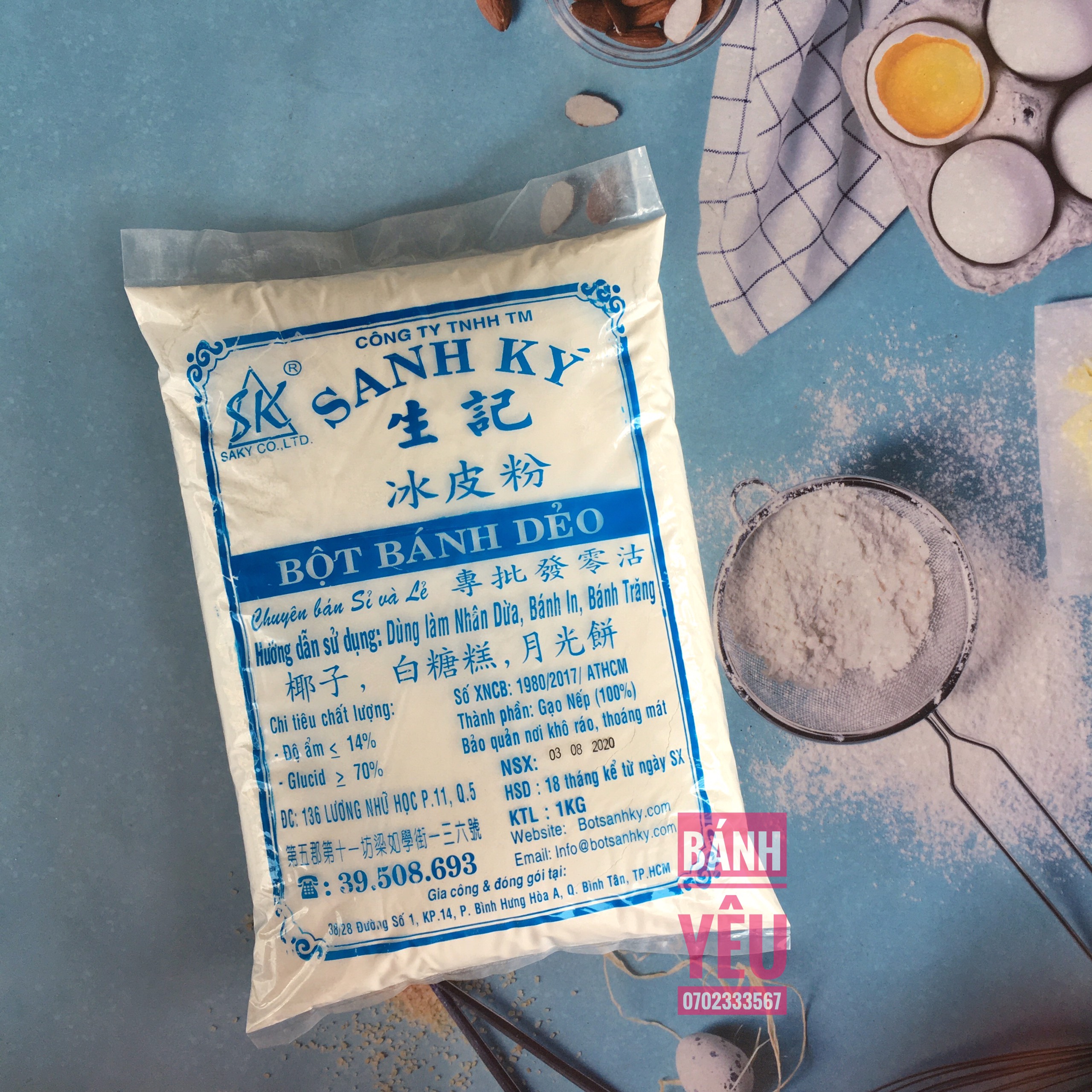 Bột bánh dẻo xanh (trộn nhân) Sanh Ký 1kg