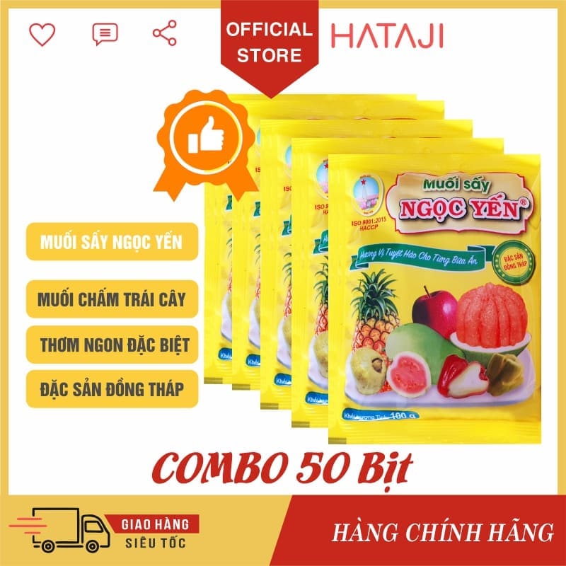 Muối sấy ngọc yến 100gr - muối chấm trái cây thượng hạng đặc sản đồng tháp hataji
